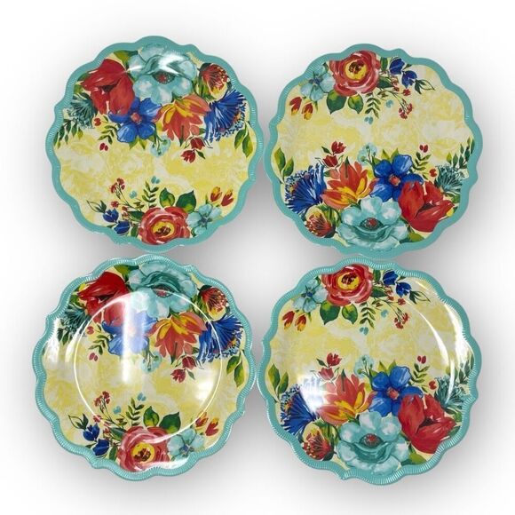 The Pioneer Woman Other - The Pioneer Woman Delaney Dinner Plate Teal Melamine 10.7" Diameter Set of 4 New
